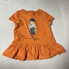 Polo Bear Cotton Jersey Peplum T Shirt Orange Ralph Lauren Girls Size 24 Months