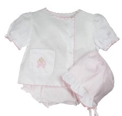NWT Petit Ami White Pink 3pc Bow Coquette NEWBORN Diaper Set Hat Baby Girls NB