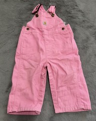 Carhartt Baby Girls Bib Overalls 9 Pink Classic Pockets Canvas Loose Fit