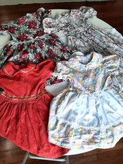 Lot of Hand Made Girl Toddler Dresses sizes 2T-4T Holiday Themed Everyday Wear
