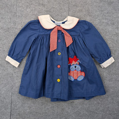 Vintage Samara Dress Girls 2T Toddler Retro Peter Pan Collar Puff Sleeve Preppy