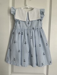 PIPPA & JULIE-Pastourelle-3T-Seersucker Stripe-Blue/White-Nautical Anchor-Collar