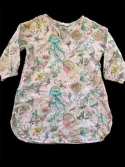 Zara Home kids Pink/Teal Sea Life Cotton Long Sleeve Tunic Top-3-4Yrs 104cm