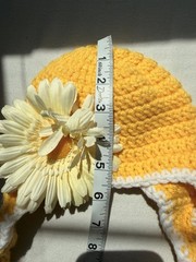 Handmade Crochet Baby Hat & Diaper Cover Set Yellow Daisy Newborn Photo Prop