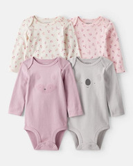 NWT carters Baby Girl 4-Pack Koala Print Cotton LS Multipack Bodysuits (2 packs)