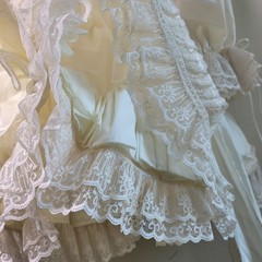 Vintage Christening Gown Dress Girl Baby Lace Ivory Heirloom Baptism Prairie