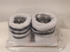 Infant Booties 0-12 Months Blue Tennis Shoes Socks Swiggles Baby Stripe White