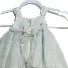 Baby Club Girls Light Blue Tulle Dress Front Ribbon Shirred Lace Sleeveless 12M