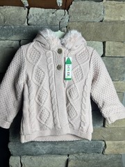 Cozy In Pink Aran 2 Button Coat 12M