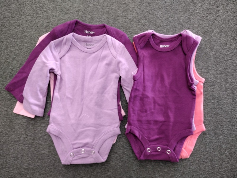 Hanes Baby Ultimate Flexy 6 Pack Short/Long Sleeves Bodysuit Boys & Girls 0-6 M