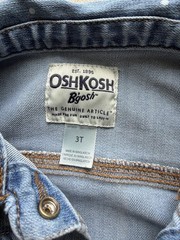OshKosh B’gosh Denim Jacket Blue Polka Dot 3T Button Front Collared Pockets