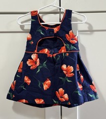 Janie And Jack Girl’s Floral Pique Dress Navy Size 12-18 Months 100% Cotton EUC