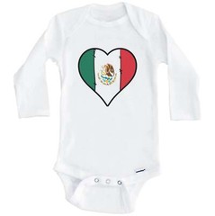 Mexico Heart Mexican Flag Long Sleeve Baby Bodysuit