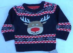 Bnwt Primark Early Days Age 0-3 Months Navy Jumper with Reindeer detail.