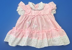 VTG Floral Embroidered Frilly Cottagecore Pinafore Style Dress Cradle Togs 18M