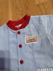 Vintage McKids All Aboard Toddler Baby Romper Sz 12m Jumper 80s 90s Made In USA