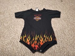 Vintage 00s Y2k Fire Flames Harley Davidson Palm Bay FL 18 Month – One Piece