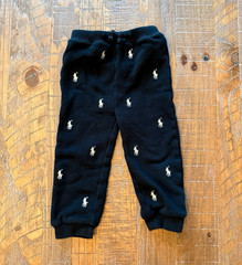 Ralph Lauren Polo Pony Fleece Embroidered Logo Black Jogger Pants – Toddler 24M
