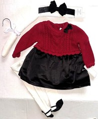 CUPCAKES and CASHMERE 3 piece set red/black/knit/velour size 0-3 months