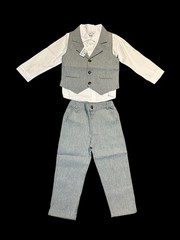 Toddler Wedding 3 Piece Suit Grey 3T (100) Kimocat White Shirt Pants Vest NWT