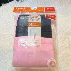 Wonder Nation Toddler Girls 3-Pack Leggings 2T-3T Pink/Black Stretch