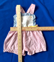 Baby Girl Vintage Pink Blue Yellow Gingham White Romper Outfit CottageCore 3-6M