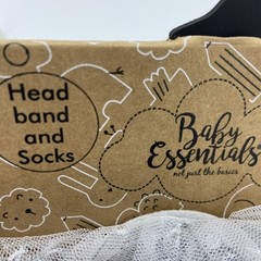 Baby Essentials Headband and Socks, 0-6 Months, “Little Snow Angel” Holiday Cute