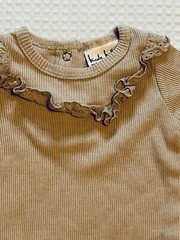 Nicole Miller New York -Baby (0-3 Months) Beige/Brown – Ruffle Accent One Piece