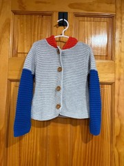 Stem Baby Colorblock Knit Cardigan 18 Months Gray Blue Red Hooded Sweater