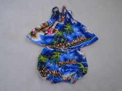 VTG Toddler Floral Top Bloomers Suit 18 m Beach Set Outfit Hawaii Cotton USA