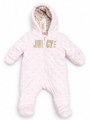 NWT Juicy Couture Baby Girls Pink Plush Hooded Bunting Snowsuit 0-3M