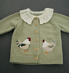 Boutique Toddler Girls Cottagecore Sweater 2T Embroidered Chickens Sage Green