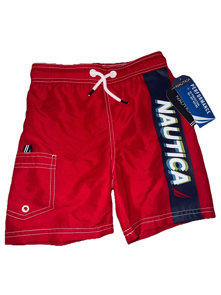 Nautica Red UV Protection Performance Swim Trunks Boys Size 3T