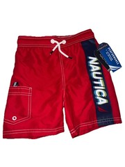 Nautica Red UV Protection Performance Swim Trunks Boys Size 3T
