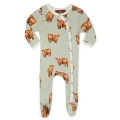 NWT Milkbarn Bamboo Snap Footed Romper Pajamas – Highland Cow