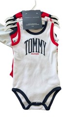 Tommy Hilfiger Baby Tank Top Bodysuits Pack Of 3 Red White & Blue 3-6 Months