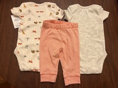 NEW- Carters Just One You Animals Baby Size 3 Months Bodysuit And Pants Set of 3
