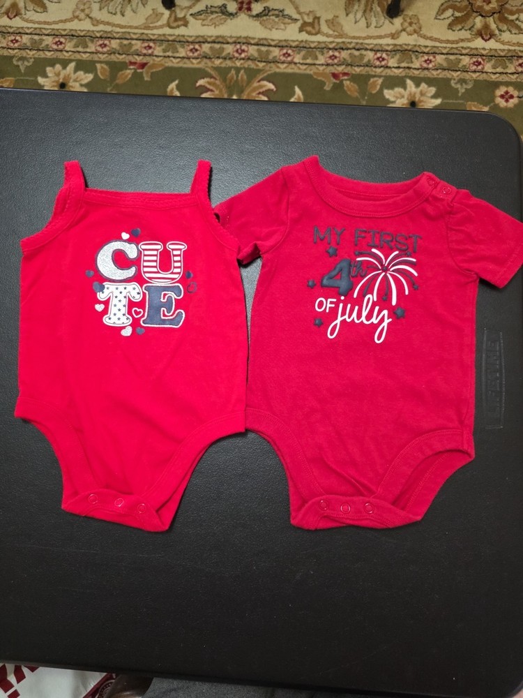 Girls 6-9m Lot Of 2 Patriotic Rompers