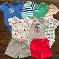Children’s Place Lot Baby Clothes 12-18 Month 7 One Pieces, 2 Shorts
