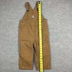 Carhartt Kids Toddler Tan Canvas Double Knee Bib Overalls Brown 24M