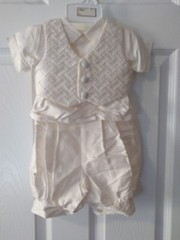 NEW INFANT BOY 3 Pcs SHORTs SET IVORY (Sz 6 Months) Christening/100% SILK