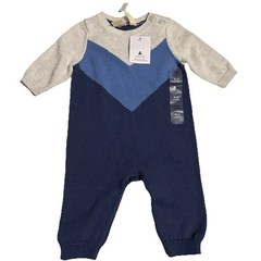 Baby Gap Sweater Romper 0-3M Preppy Blue Striped Unisex One Piece Jumper NEW