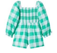 Janie And Jack The Emma Smocked Chiffon Romper True Green Gingham 18-24 Months
