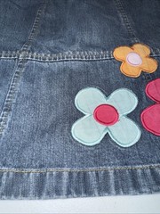 Vintage Oshkosh B’gosh Toddler Girls SZ 12-18 M Denim Jean Embroidered Dress