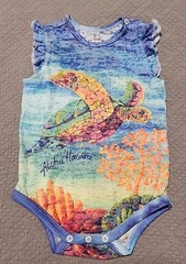 Infant Girl’s Kai Wahine Designs Aloha Hawaii Sea Turtle Burnout One Piece 12m