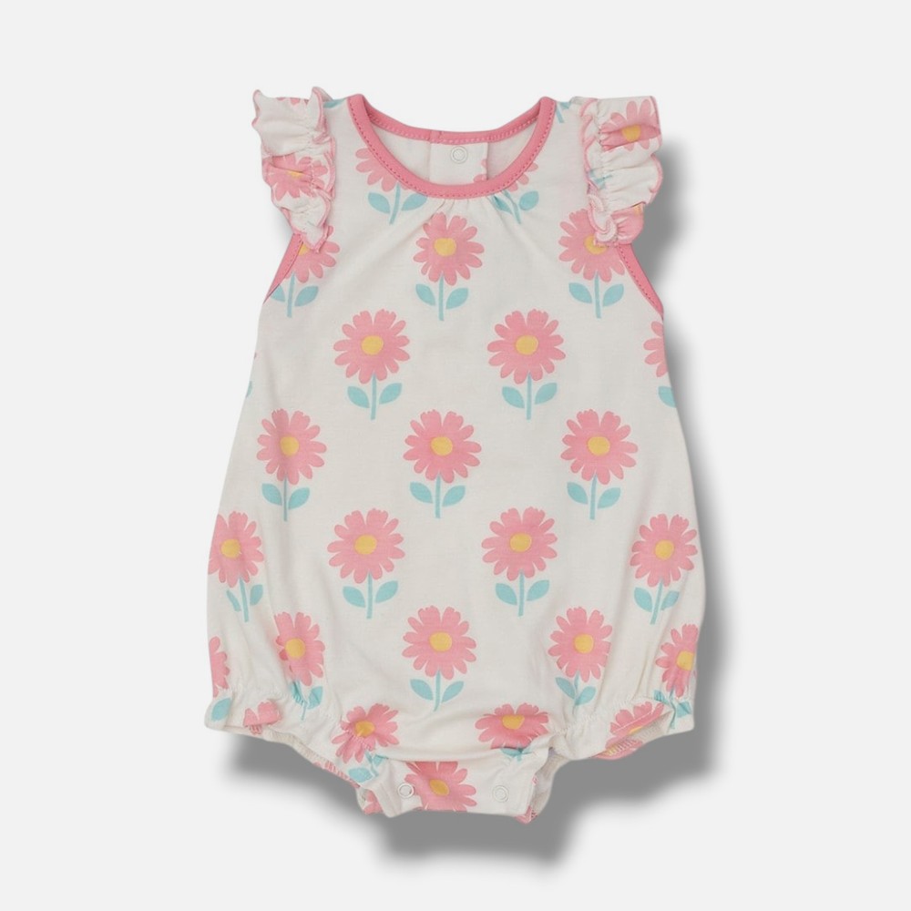 Kissy Love White Baby Girls’ Floral Bubble Bodysuit Size 3 Months