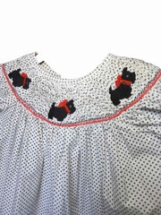 Marmellata 3T White Polkadot Smocked Bishop Dress with Scottish Terriers