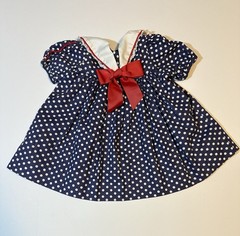 Vtg 90s Rare Editions Polka Dot Sailor Dress Nautical Patriotic USA Sz 18 Mos