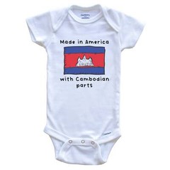 Made In America With Cambodian Parts Cambodia Flag One Piece Baby Bodysuit