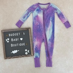 LITTLE SLEEPIES Purple Watercolor Zippy Sleeper Size 0-3 Months